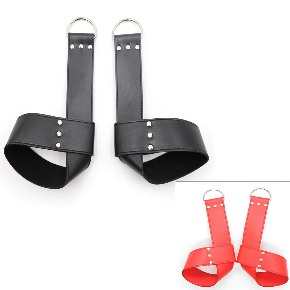 Adult Games Faux Leather Harness Wrist Cuffs Bondage Suspension Handcuffs Slave BDSM Hanging Flirting Game Sex Toys for Couples