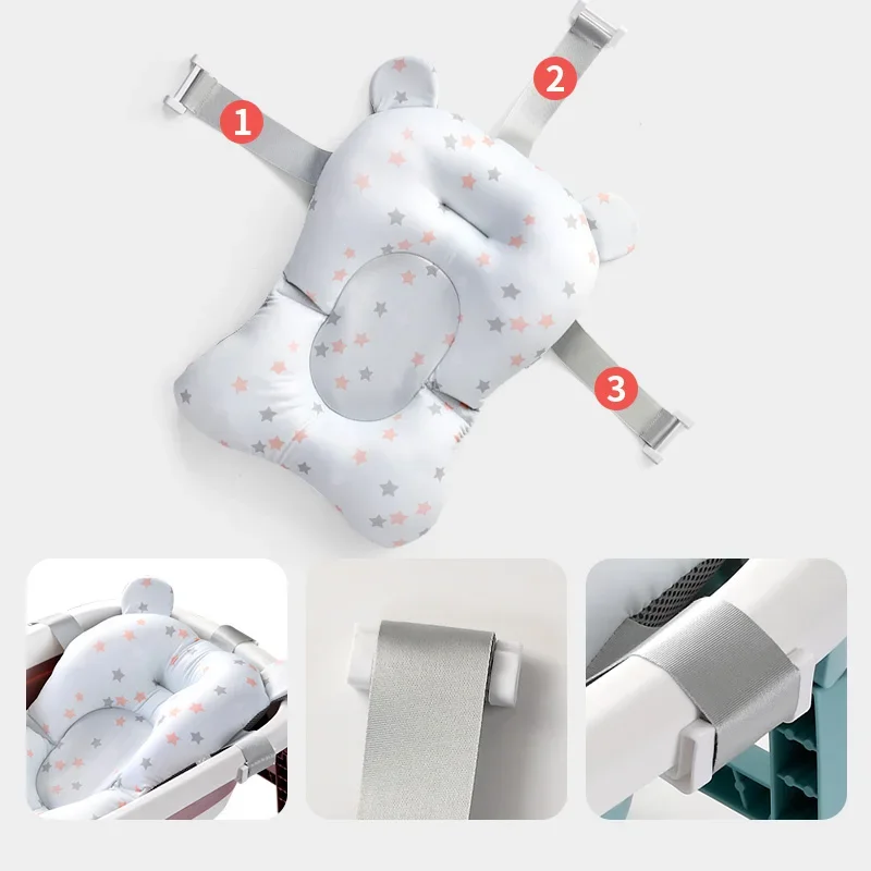 Baby Bath Seat Support Mat Shower Safety Tub Pad Newborn Bathtub Recliner Infant Anti-Slip Soft Comfort Body Cushion Baby Stuff
