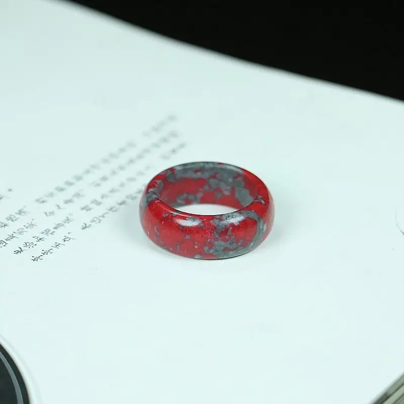 

Peach Blossom Jade Turquoise Straight Wrench Ring Men's High-end Ring Jewelry Birthday Gift