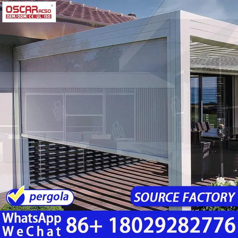 Aluminum 3x4 4x4 Outdoor Electric Pergola Waterproof Windproof Design for Garden Party Outdoor Use Rolling Blind