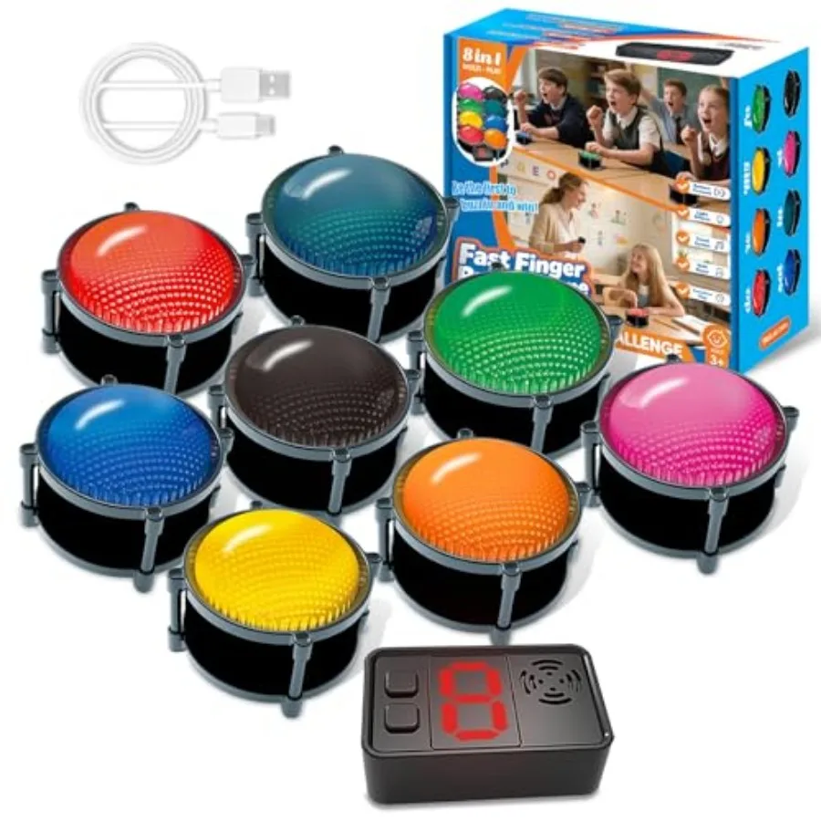 

Wireless Buzzers System for Game Show Family Feud Buzzer with Light Show Who Buzzed First 4 Modes 165ft Distance Rechargeable A