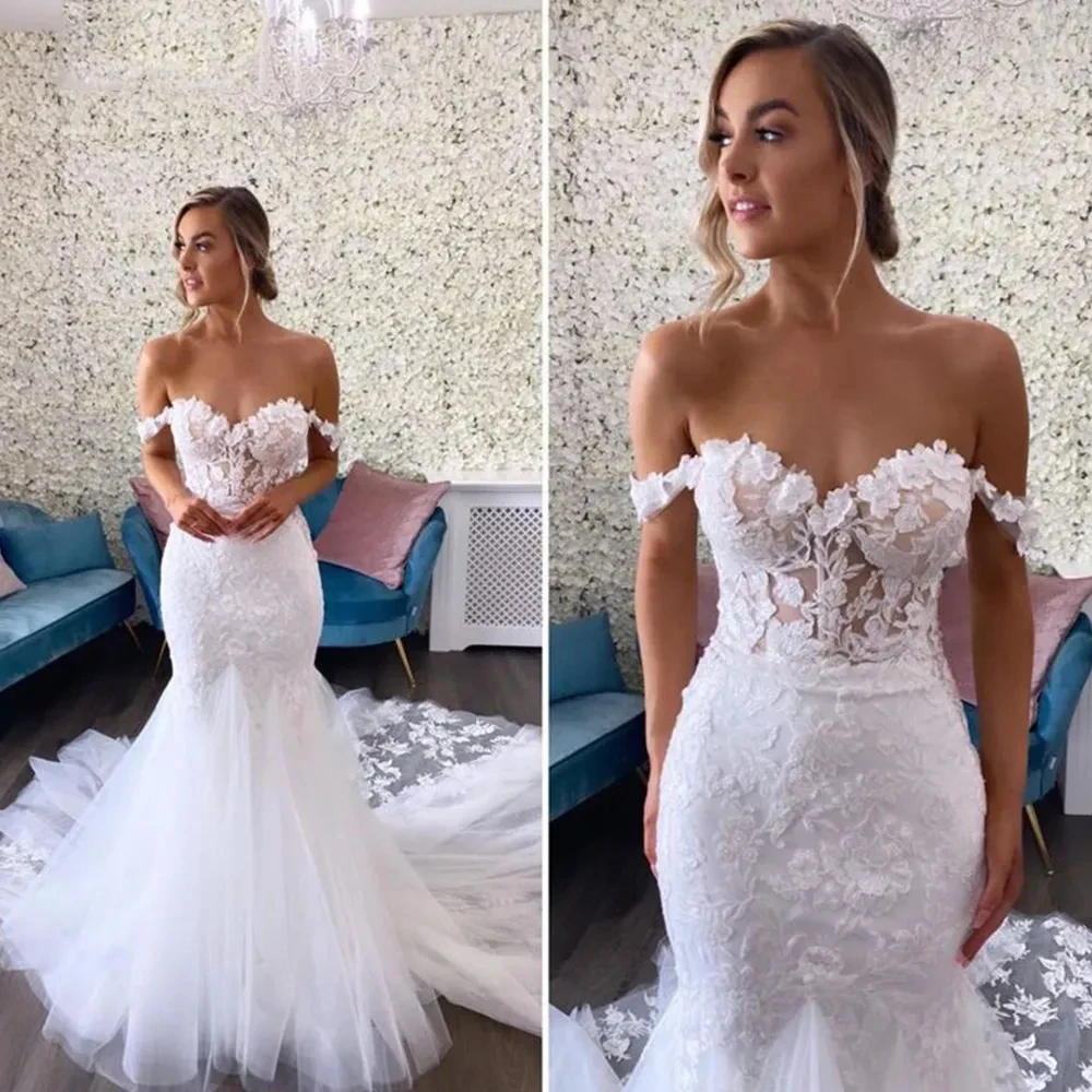 

Boho Slimming Wedding Dresses Princess A-Line Beautiful Lace Appliques Off Shoulder Sleeveless Illusion Backless Bridal Gown