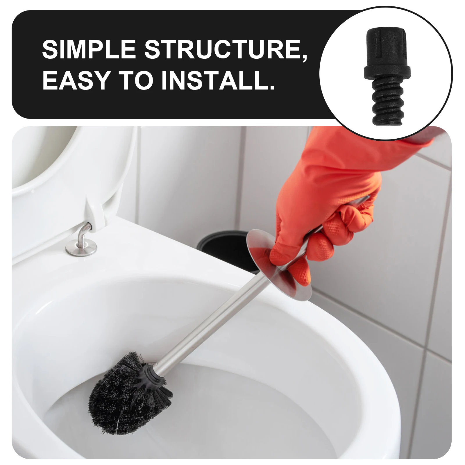 

6pcs Toilet Accessories Durable Plastic Connector Adapter Threaded Tip Bathroom Connector For Toilet Brush Pole Supplies