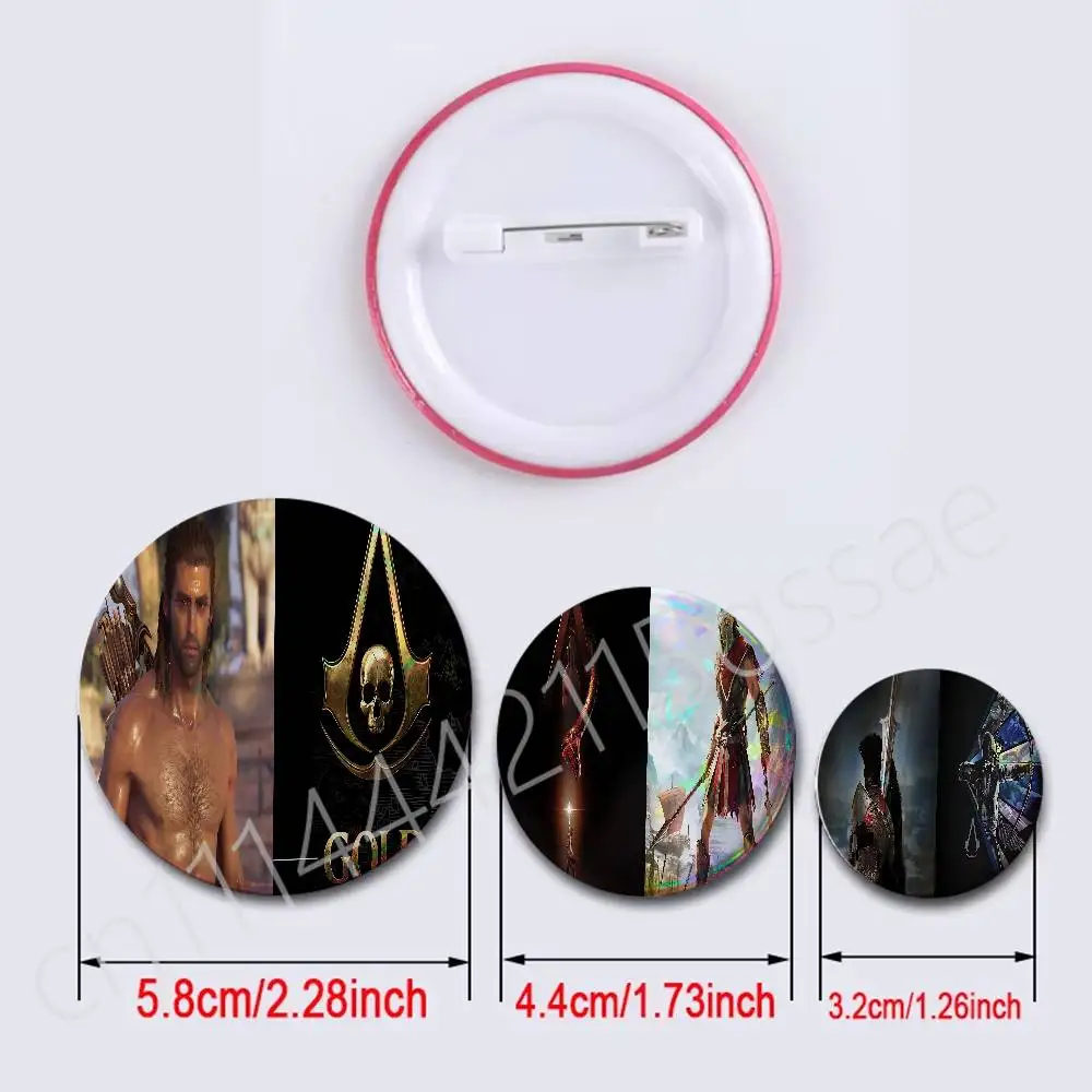 For Odyssey Agamemnon Assassins Badge 2Pcs Set Round Button Pin Brooch 25/32/44/58/75mm Fans Collection Backpack Decor Gift