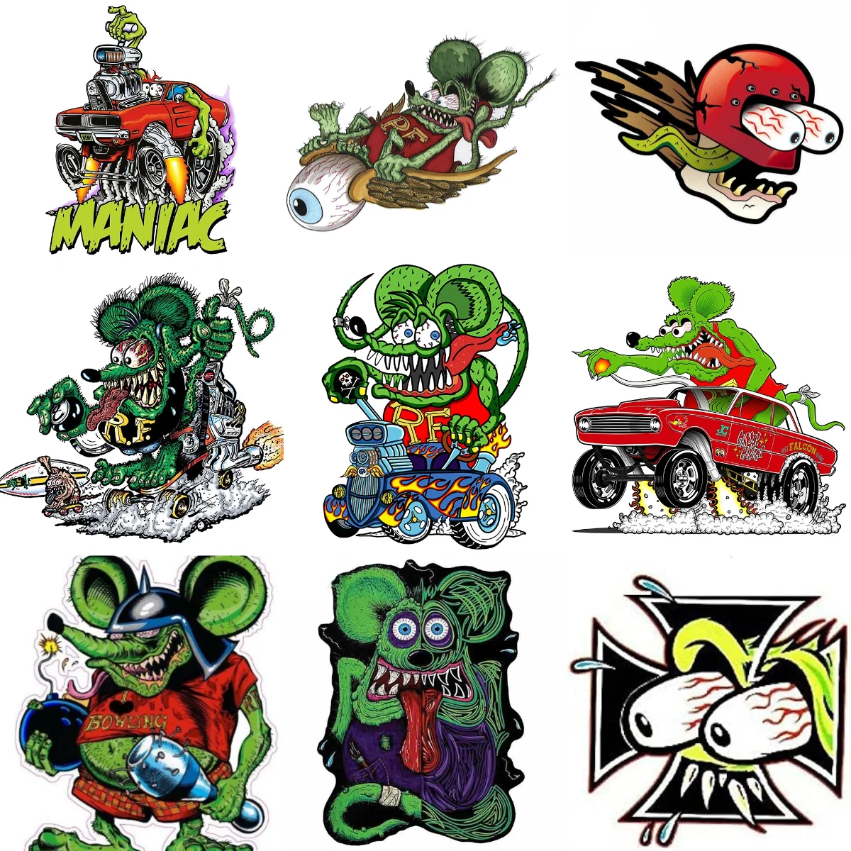 

Crazy Rat Fink Terrifying Creative PVC Sticker for Decorate Car Van Bicycle Window Wall Fridge Motorcycle Decal Accessorie