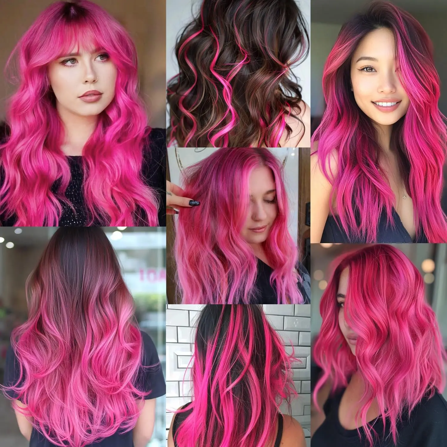 Synthetic 5Pcs Colored Hair Extensions Clip in Colorful Hair Extensions Rainbow Hair Extensions for Women Girls Hair Extensions image 6