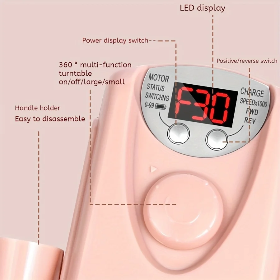 Manicure Nail Drill Machine LCD Display Rechargeable Specially Designed Electric Polishing Nail Removal Machine Nail Sander Kit
