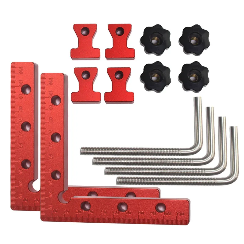 

90 Degrees L-Shaped Auxiliary Fixture Woodworking Aluminum Square Right Angle Clamping Positioning Panel Fixing Clips Tools