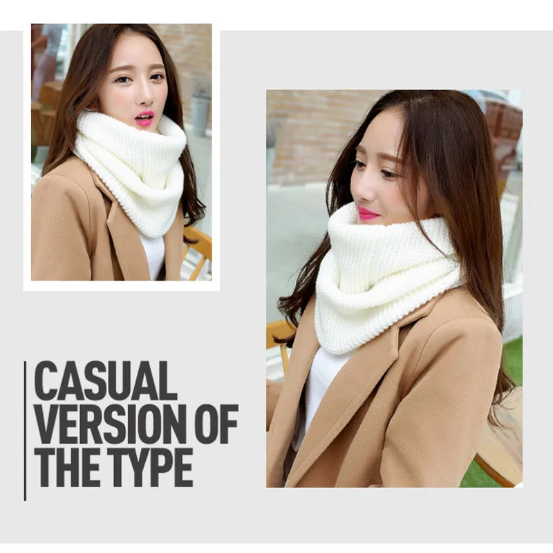 한국산 단색 실로 짠 스카프 따뜻하고 다용도 겨울 여성용 스카프 두꺼운 소매 넥 워머 스카프 커플 머플러