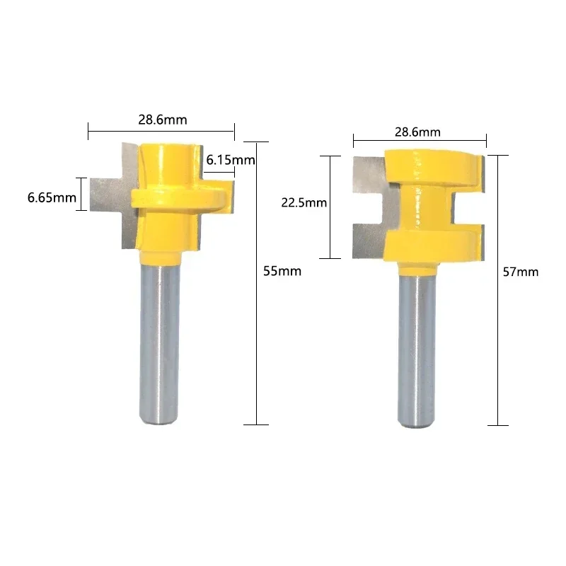 2pcs 8MM Shank T-Slot Square Tooth Tenon Milling Cutter Carving Knife Router Bits for Wood Tool Woodworking