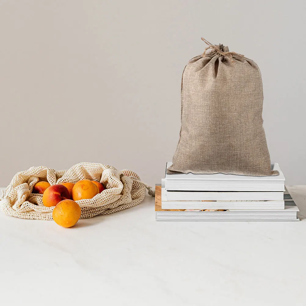 6 قطع من أكياس الكتان متعددة الوظائف، مادة قابلة للتنفس لتخزين نمو النباتات، حقيبة خضروات مريحة ومرتبة لتنظيم المنزل