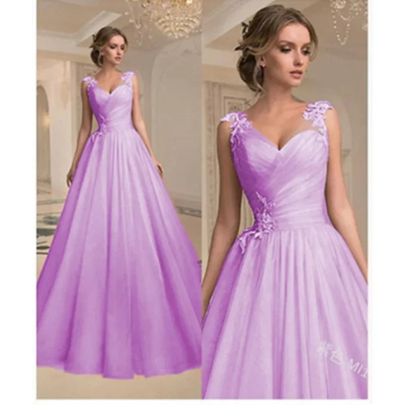 Guaze Prom Dress Long Evening Cocktail Mermaid Dress Sweet Girls Sleeveless A-line Wedding Party Dress