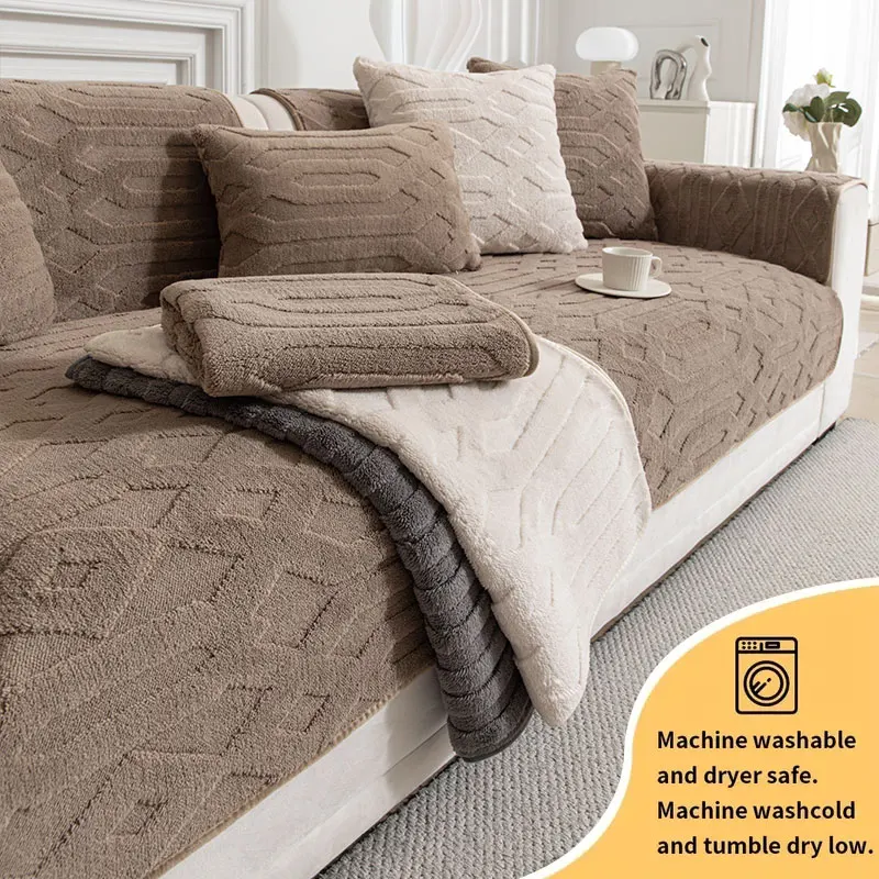 1PC-Geometrisches Muster verdicktes warmes und rutschfestes Sofakissen, geeignet für moderne Wohnzimmer-Heimdekoration