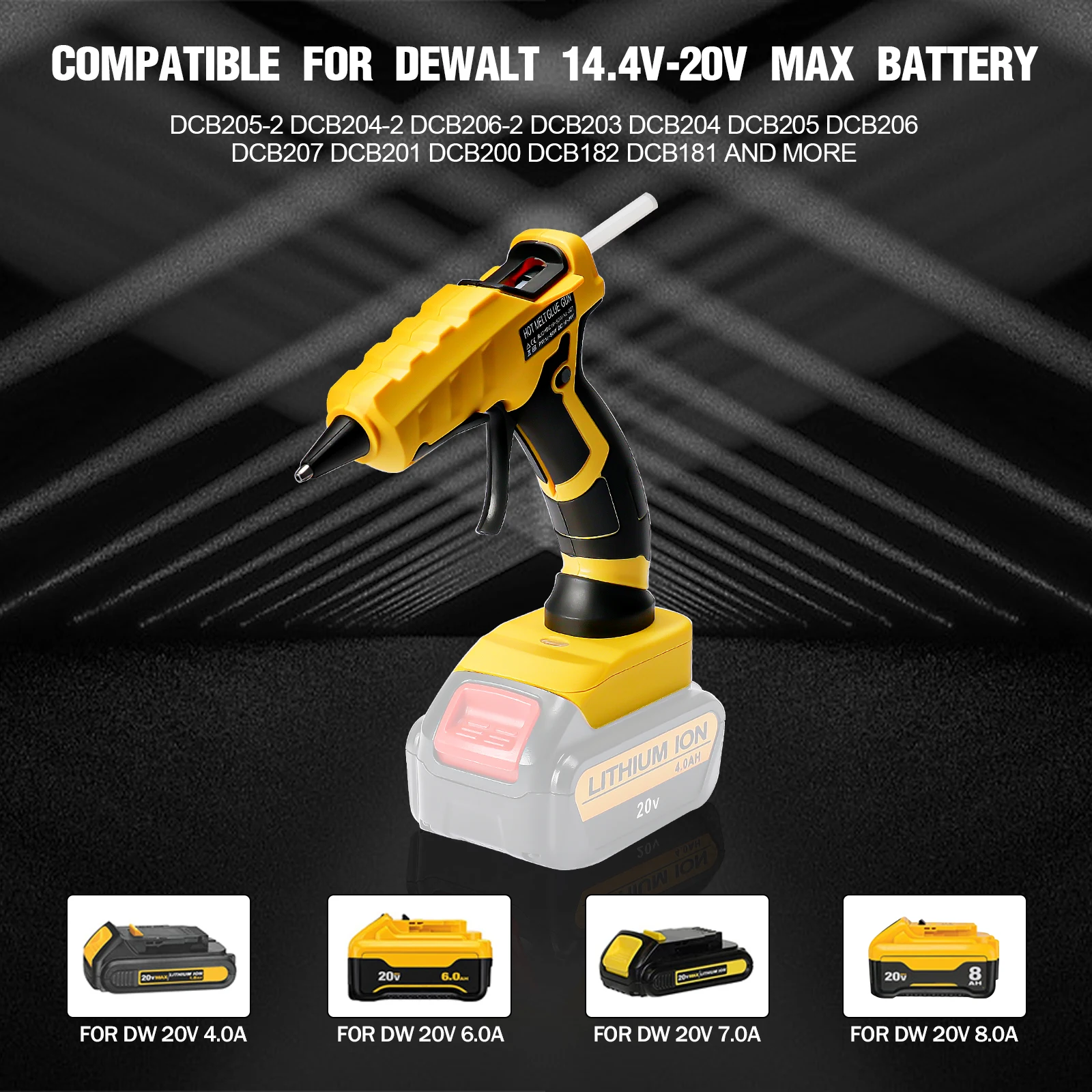 Cordless Electric Hot Glue Gun Fit for Dewalt/Milwaukee/Makita Battery with 30pcs 7mm Sticks Hot Melt Welding Repair DIY Tool