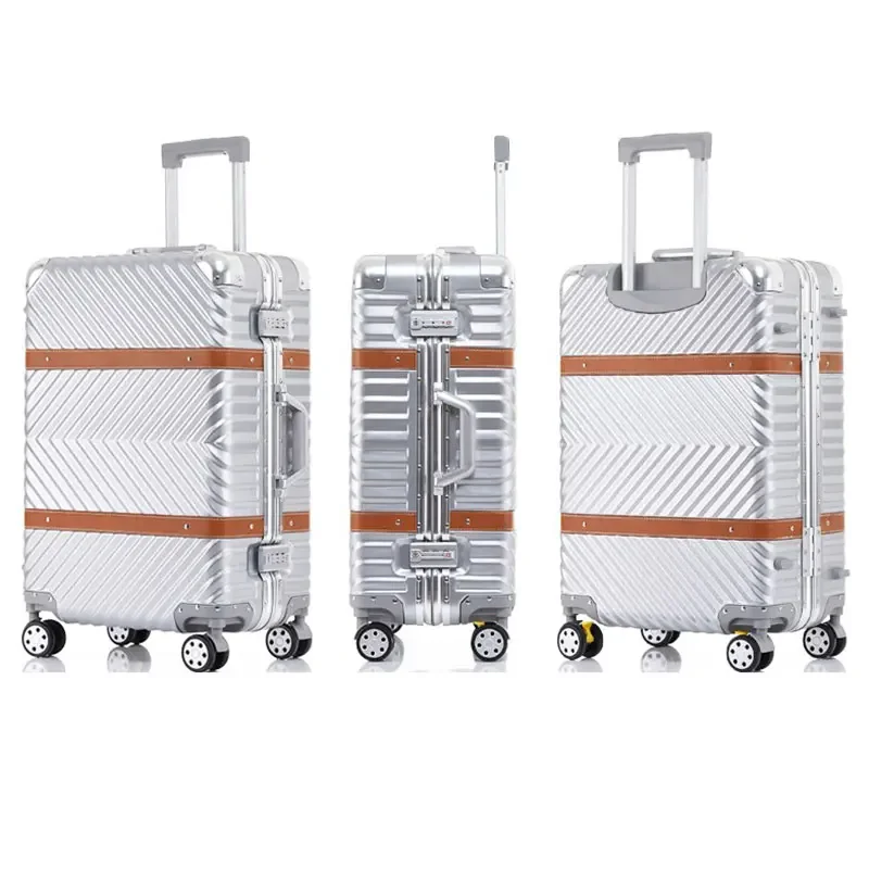 

Vintage Luggage Silent Universal Wheel Fashion Lady 24 Inch Aluminum Frame Trolley Suitcase 29" Large Capacity Combination Lock