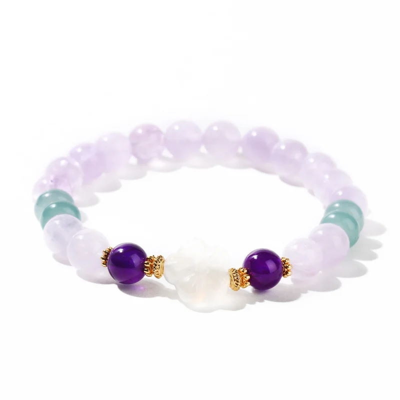 

Shinzue Jewelry 5ANatural Purple Jade Agate Peach Blossom Pastoral Style Women's Versatile Bracelet