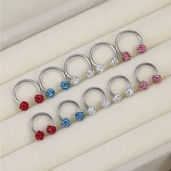 Colored Crystal Ball C-Shape Horseshoe Ring Nose Ring Stainless Steel Personalised Lip Ring Earrings Septum Piercing Jewellery