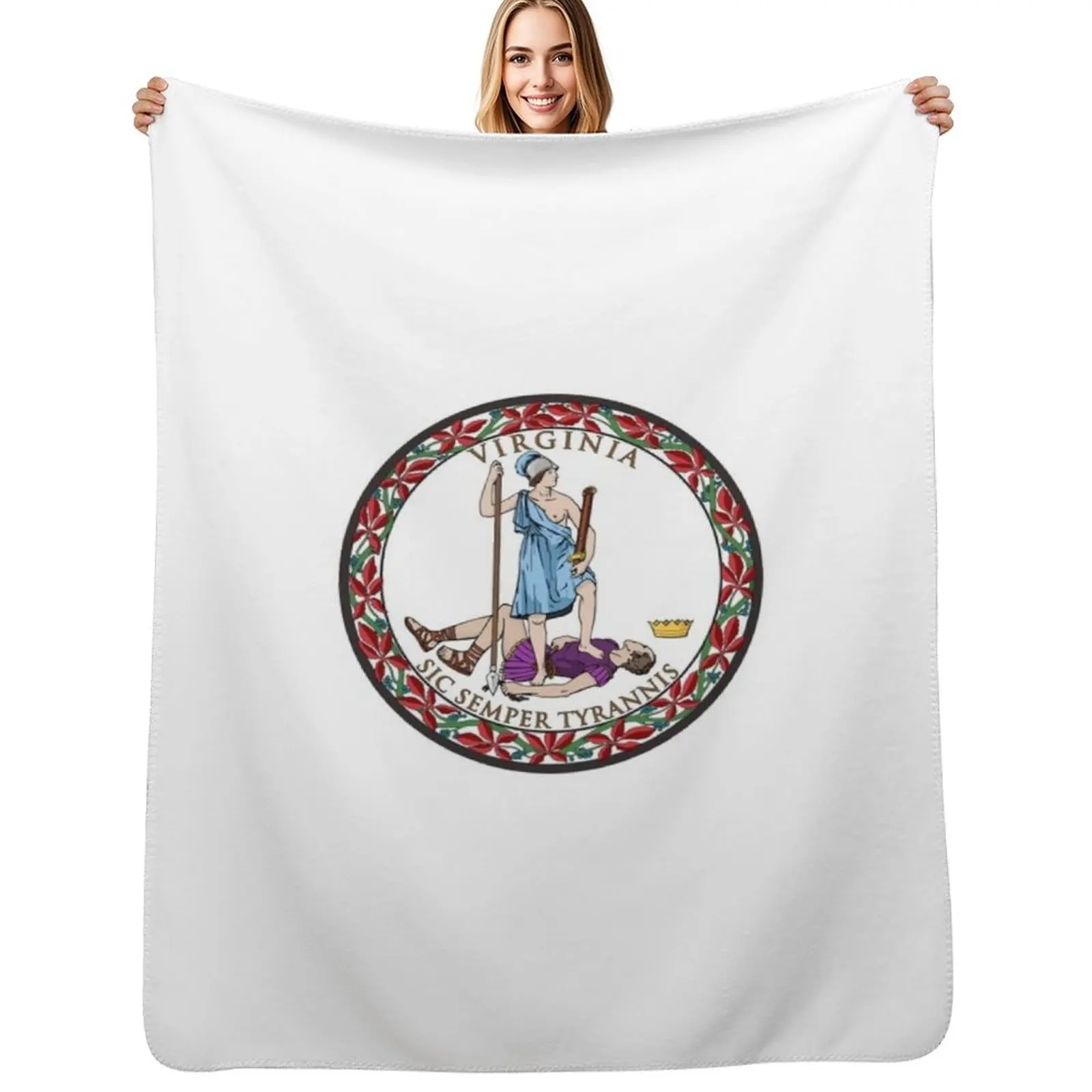 

Virginia State Seal Throw Blanket funny gift Extra Large Throw for winter Hairy Blankets