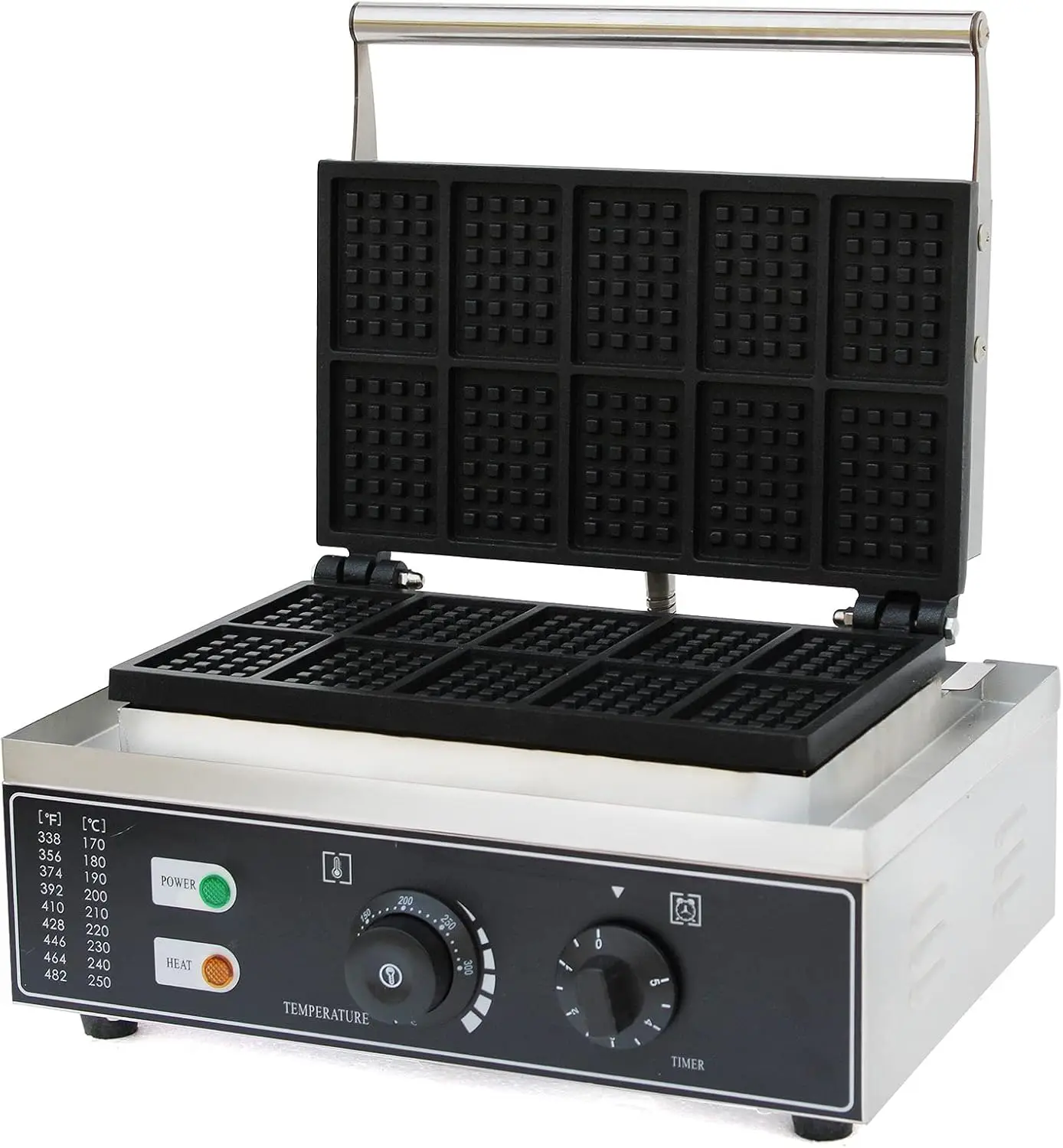 

10 Grids Belgian Waffle Pancake Maker,Non-stick Pancake Baker Machin,110v Stainless Steel Waffle Pancake Maker for Home Kitchen,