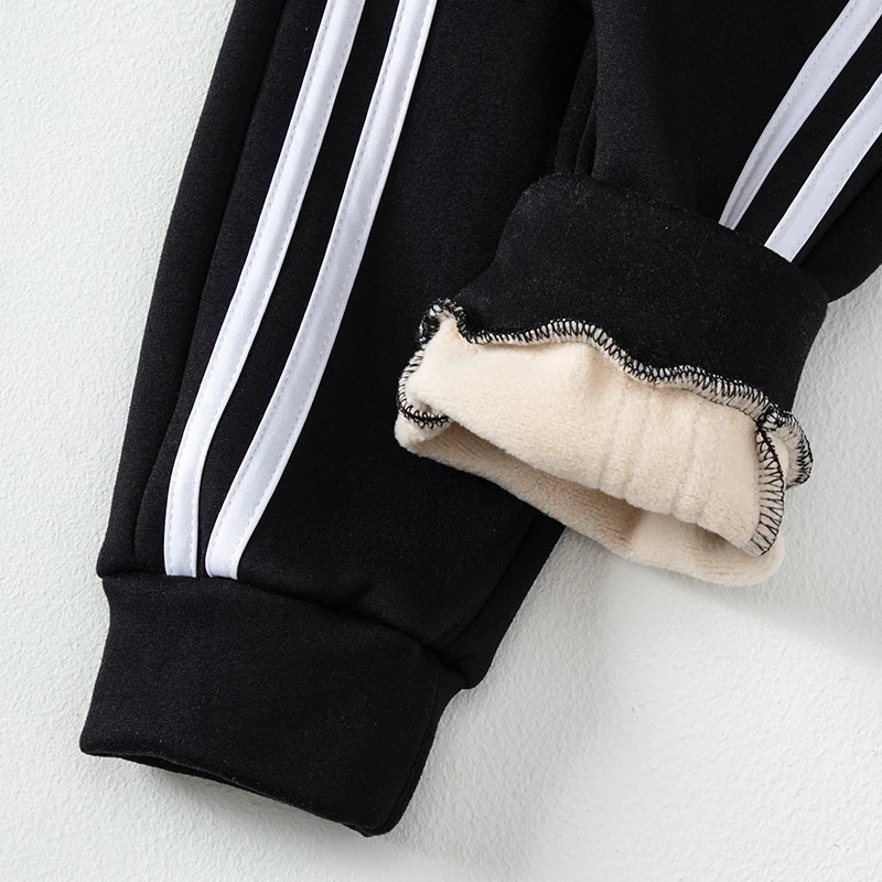 3/1 قطعة الشتاء الأطفال زائد المخملية موضة Sweatpants الفتيان عادية الحد الأدنى السراويل الفتيات جوكر الدافئة زي مدرسي السراويل