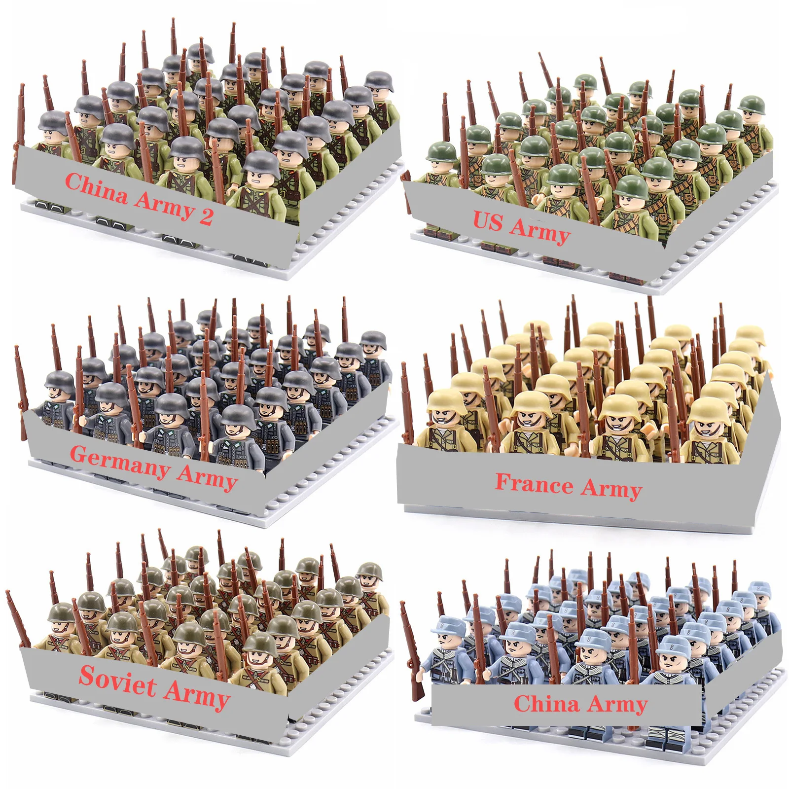 24 Pcs/Lot WW2 Military Figures Building Blocks Nation Army Soldiers Assemble Bricks Educational For Boys Christmas Gift  Toys