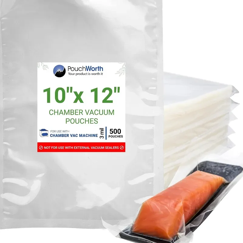 500 pcs Clear 10 x 12 3 mil Chamber Machine Pouches Pre Cut Chamber Vacuum Sealer Bags Heavy Duty Seal Pouch BPA Free Chamber