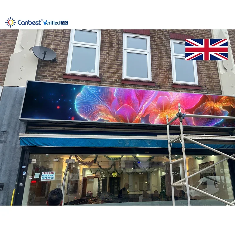 P4 5760X960mm 18.9X3.15ft IP66 Waterproof Outdoor LED Display Screen Commercial LED Billboard for UK Building Entrance Signage