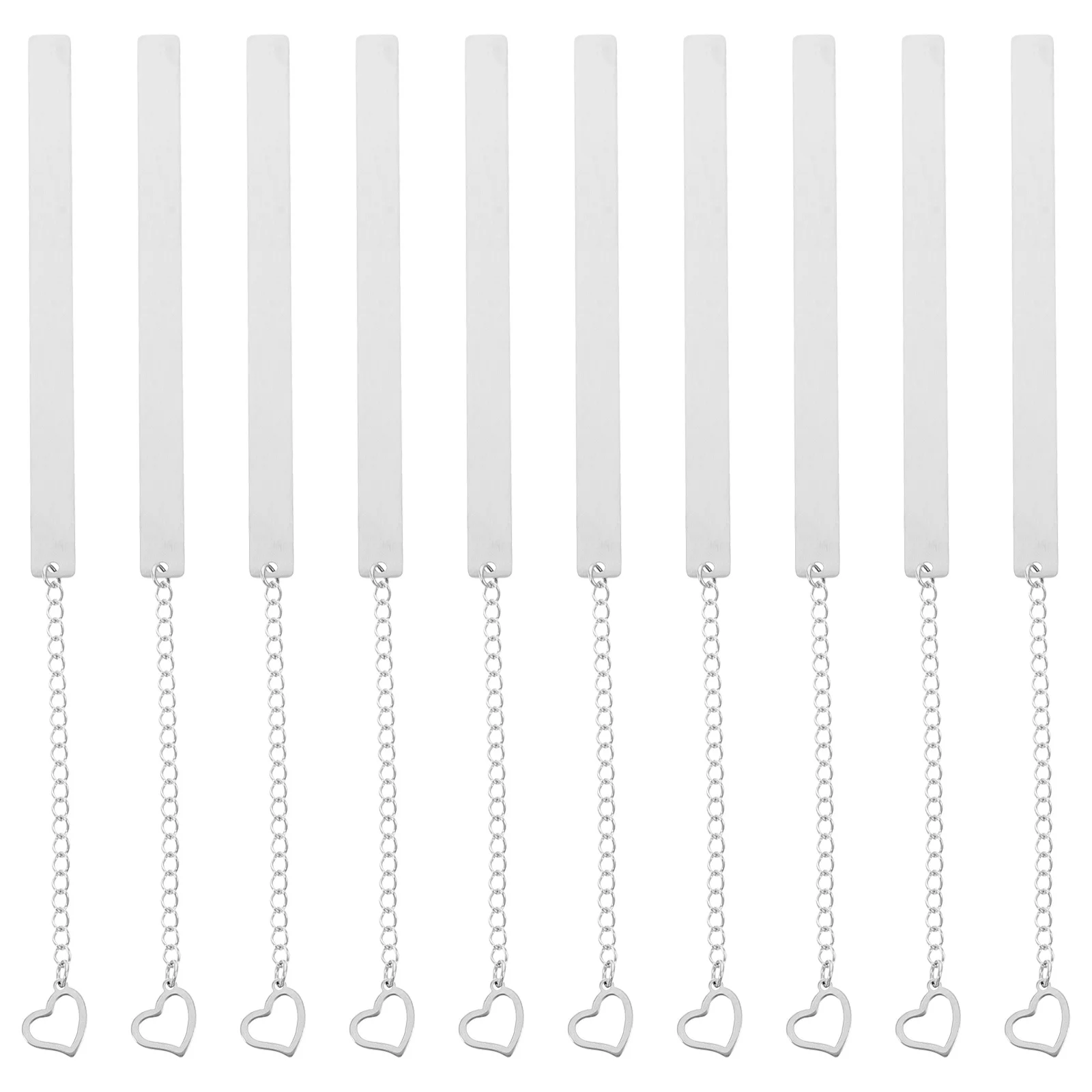 

10Pcs Heart-Shaped Stainless Steel Blank Bookmarks Metal Book Marker for Students Teachers Readers Chain Bookmarks