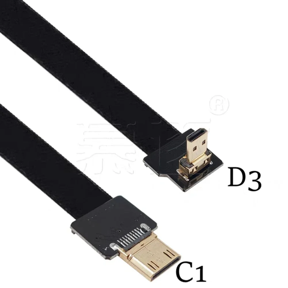 Micro caméra de ligne haute définition HDMI, 5cm-1m, coude, photographie aérienne FPV FPC, câble de capture vidéo, tête mini 600 plaquée or