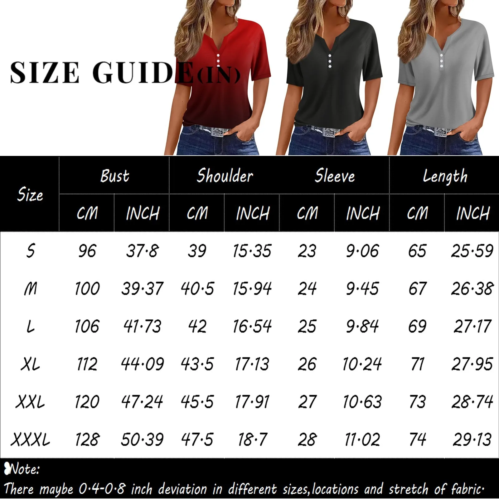 2024 Summer New Fashion Shirts Women\'s T Shirt Patchwork Button Short Sleeves Daily Basic V- Neck Regular Top Ropa De Mujer