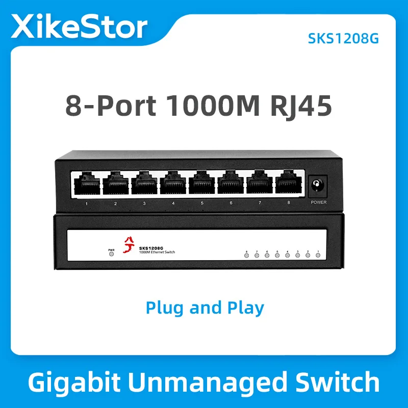 

XikeStor Unmanaged Gigabit Switch 8-Port 1000M RJ45 Plug and Play Internet Hub