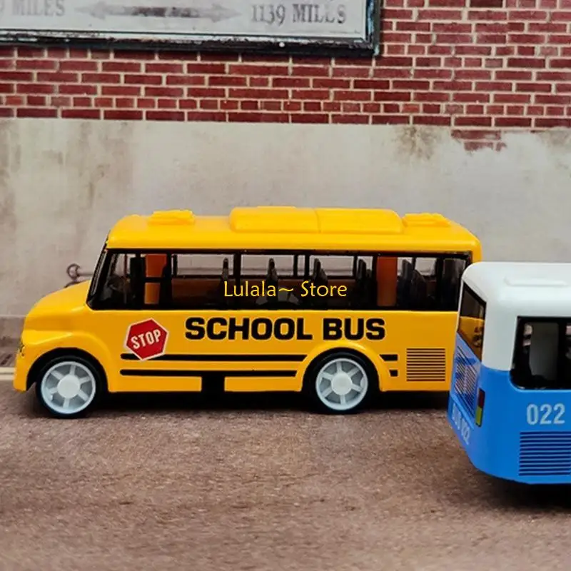Y4QA simuleert prachtige body model schoolbusspeelgoed met pull-back die cast school buk-actie voor meer dan 3 jaar oude