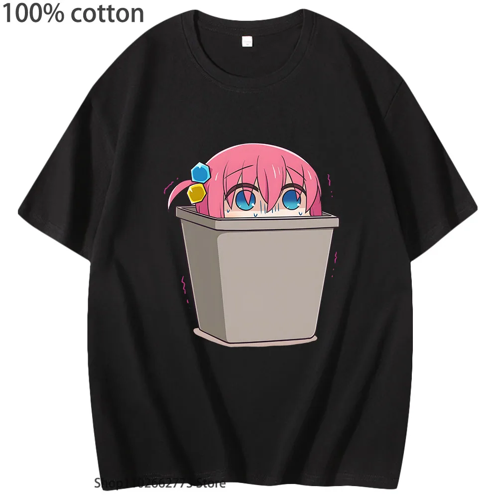 Kawaii Hitori Gotou Graphic Tshirts Bocchi The Rock Clothes Women Casual 100% Cotton T-shirts Anime Cartoon Tees High Street Top