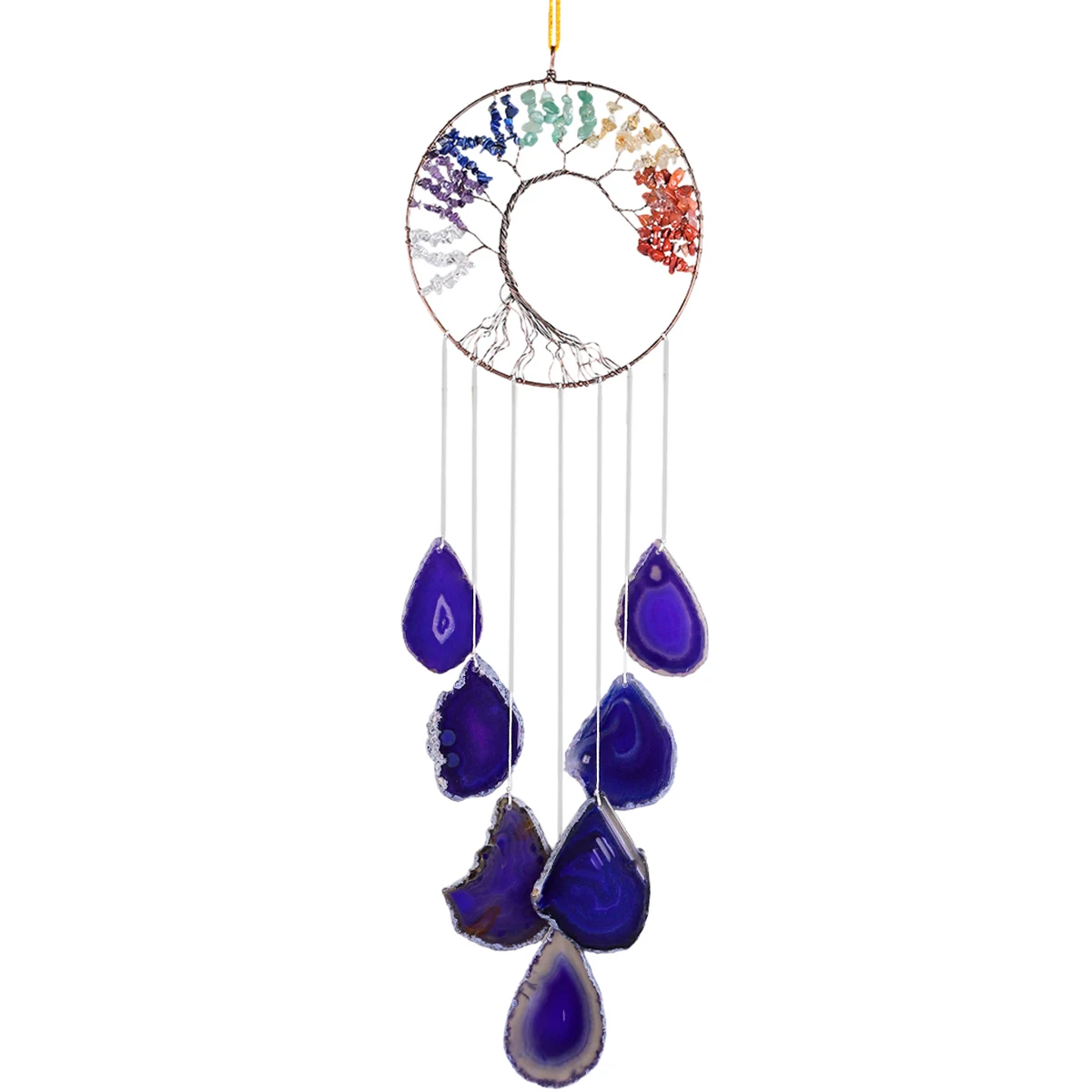 Imagem -05 - Crystal Life Tree Wind Chime com Ágata Fatias Ornamentos Pendurados Artesanais Decoração do Lar