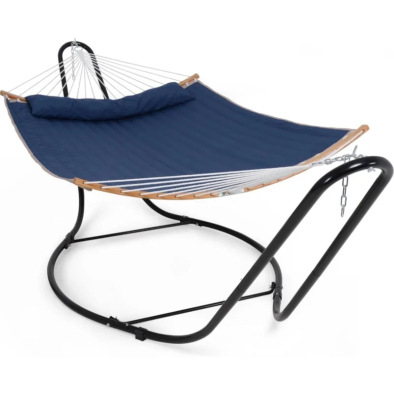 Double Hammock with Curved Spreader Bar, Hammock with Stand Included 2 Person, Patent Pending