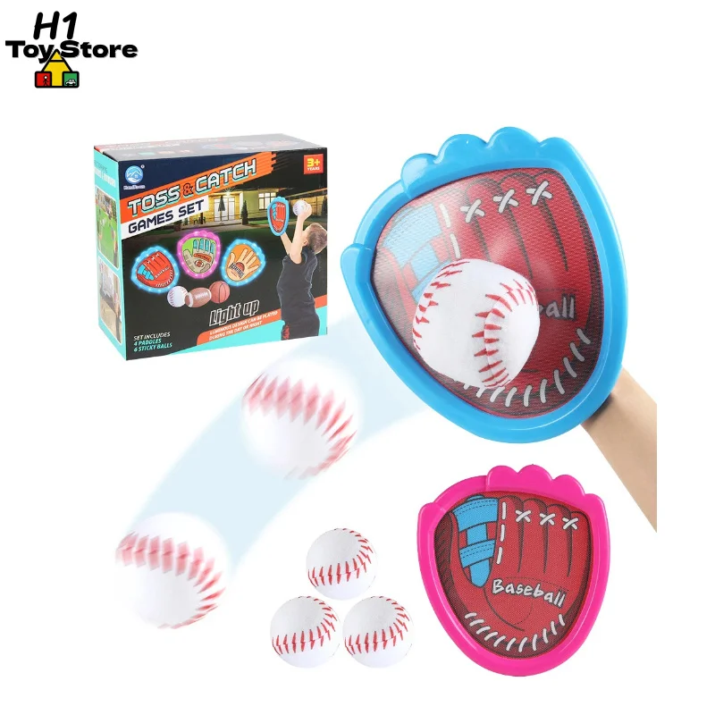 لعبة رياضية للأطفال على شكل كرة لزجة مضيئة بإضاءة LED للبيسبول وكرة القدم وممارسة الرمي والالتقاط في الهواء الطلق #1