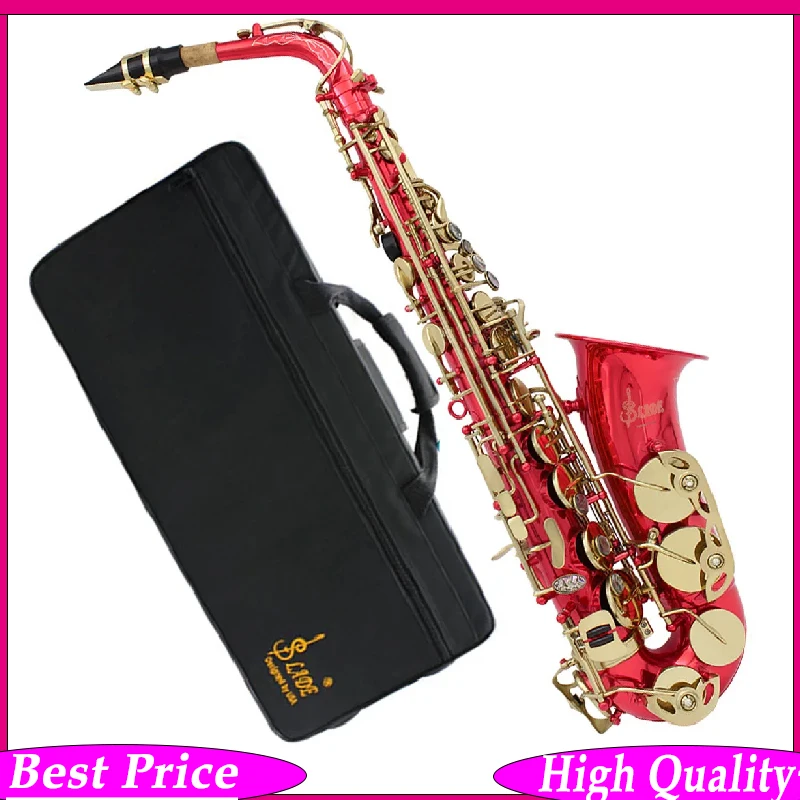 

SLADE Eb Alto Saxophone Red - Professional Sax for Beginners & Adults with Full Accessories Kit Cleaning Cloth Strap, Gloves