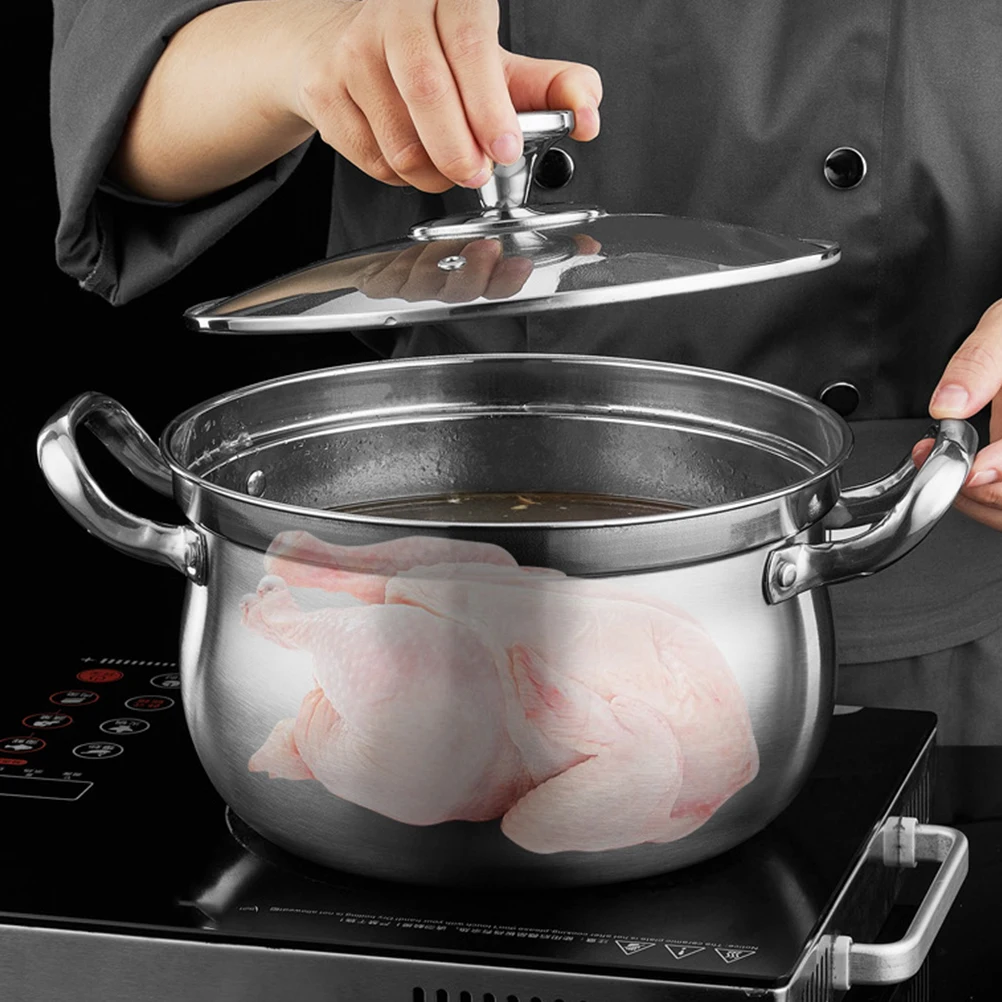 

Stainless Steel Soup Pot Cooking Pans Stock Pan Small Saucepan Lid Milk Pot Kitchen Accessories Safe Heat Proof Rust