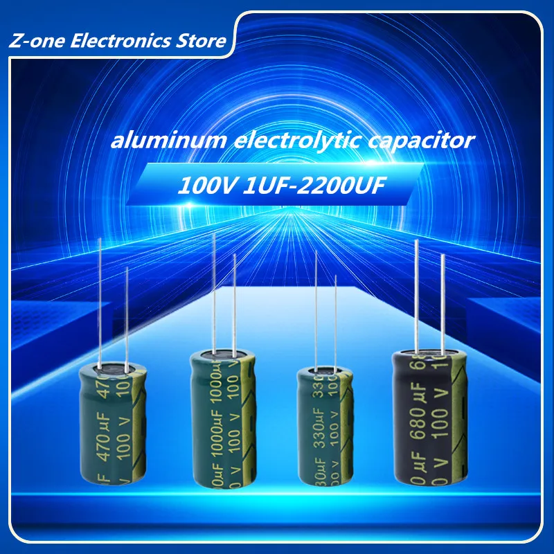 2-20pcs Aluminum Electrolytic Capacitor 100V 1UF 2.2UF 3.3 4.7UF 10UF 22UF 33 47UF 100UF 220UF 330UF 470UF 680UF 1000UF 2200UF