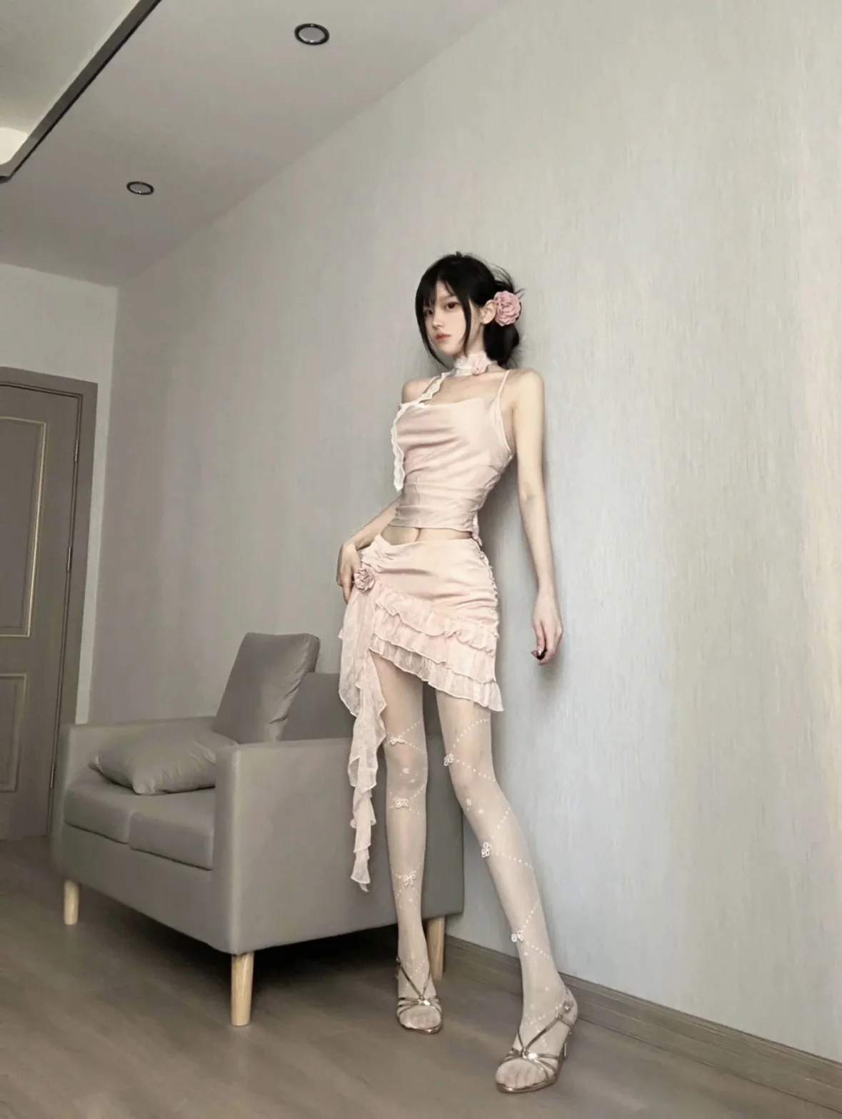 

Модный кружевной комплект: юбка с завышенной талией и топ в стиле «сладко-пикантный», летняя коллекция, дизайн «Ночь в Париже», женский ансамбль