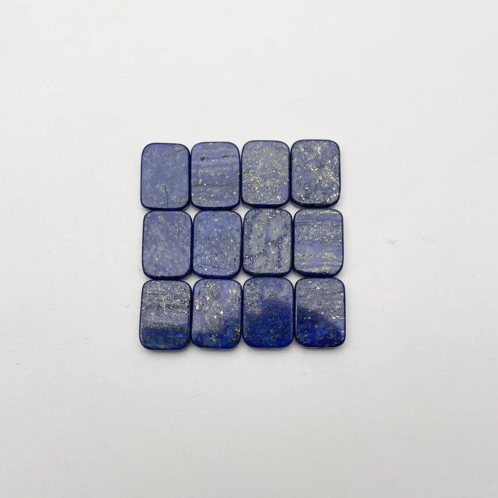 Natural stone lapis lazuli Double flat bottom square cabochon about 13x18MM 12PCS Ring necklace Accessories 1mm Half hole