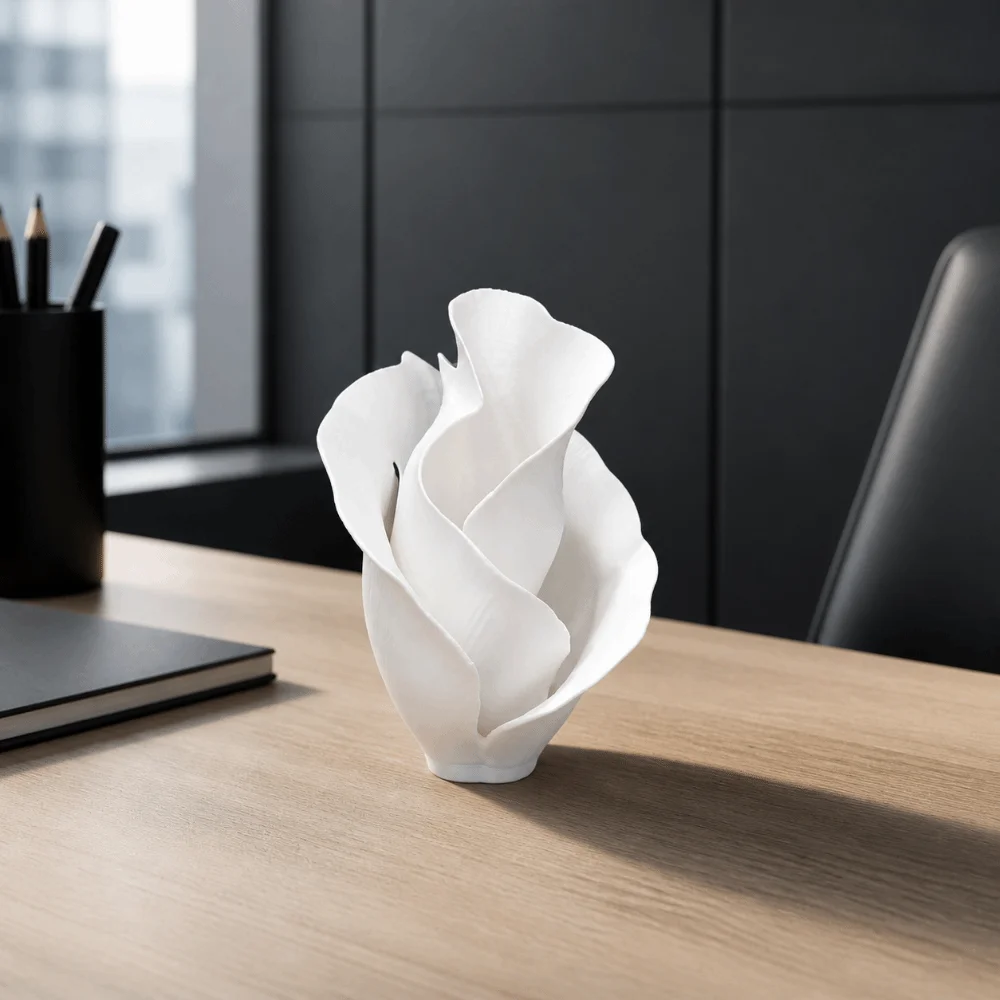 Flower Holder Nordic Style Flower Vase 3D Printed Irregular Petal Statue Creative Art Ornaments Abstract Vase Tabletop