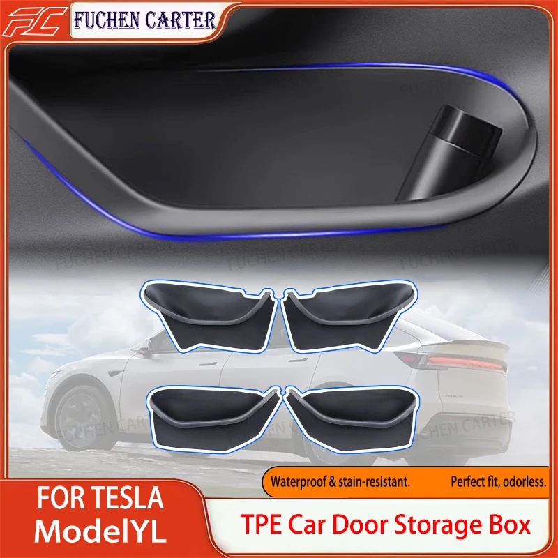 For Tesla New Model YL Launch 2026 Door Side Storage Box Full-Cover Front and Rear Interior Model YL TPE Storage Box Accessories