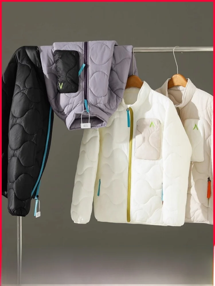 

Winter Warm Outerwear Lightweight Skiing Jaet Couple's Fce Lined Cotton Coat Zipper Closure Nylon Fabric Regular Fit