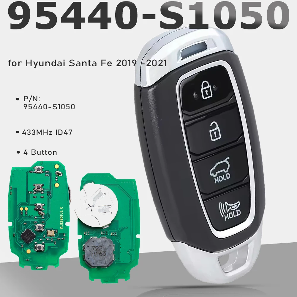 

KEYECU 95440-S1050 433 МГц ID47 умный дистанционный брелок без ключа с 5 кнопками для Hyundai Santa Fe 2019 2020 2021