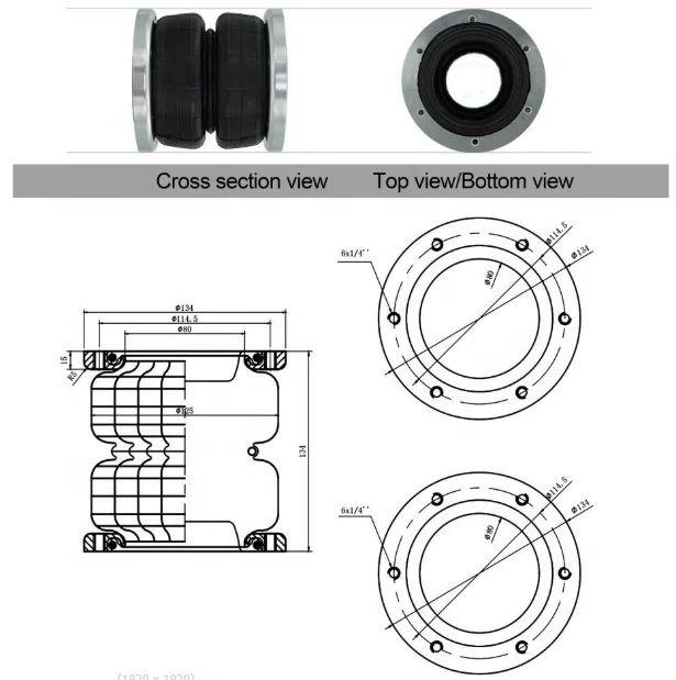 air Suspension 134mm Truck with Two-layer Gourd Suspension Rubber airbag 2S2300F Air Bag Rubber Spring 97mm Truck Suspension