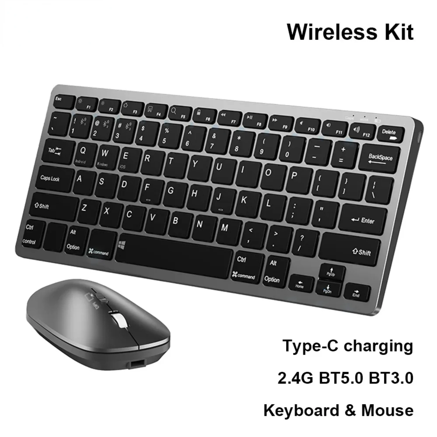 Rechargeable Wireless Keyboard and Mouse Kit Sets Combos Mini 2.4G Blue tooth DIY Desktop for  PC Cell Phone Tablet Laptop