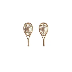 American Tennis Racket Simple Fashionable Earrings Imitation Pearls Versatile Niche Light Luxury Ear Accessories Elegant Earring
