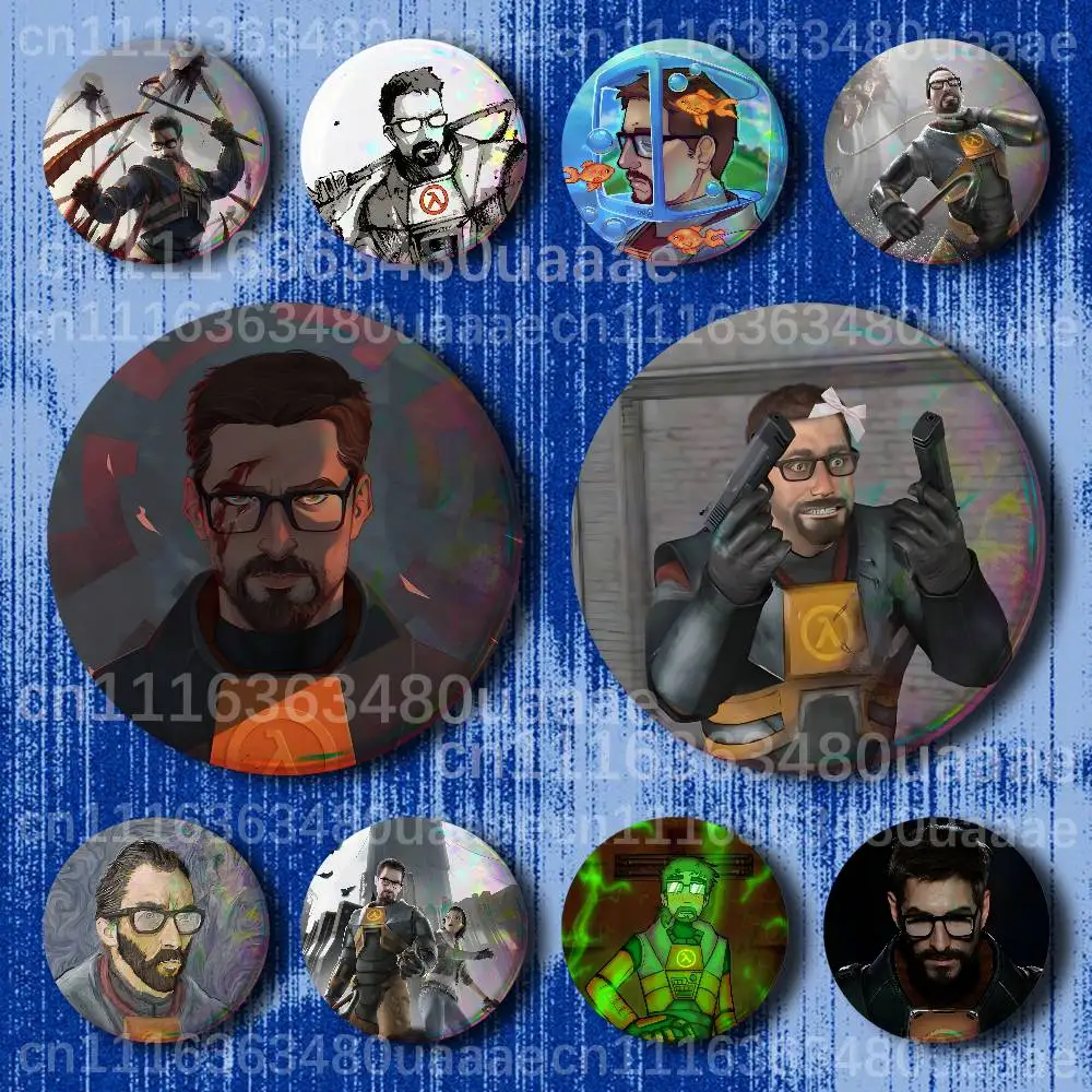 H-Half Life 2 Gordon Button Handmade Brooch For Clothes Cartoon Badge Backpack Decoration Jewelry Accessories