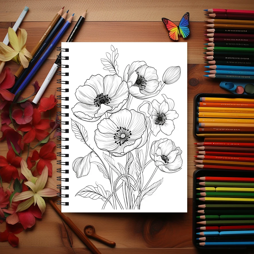 Coloring Book for Adults - 8.3x 11.2 Inch 22 Page Coloring Book - Helps Reduce Stress and Ease Emotions